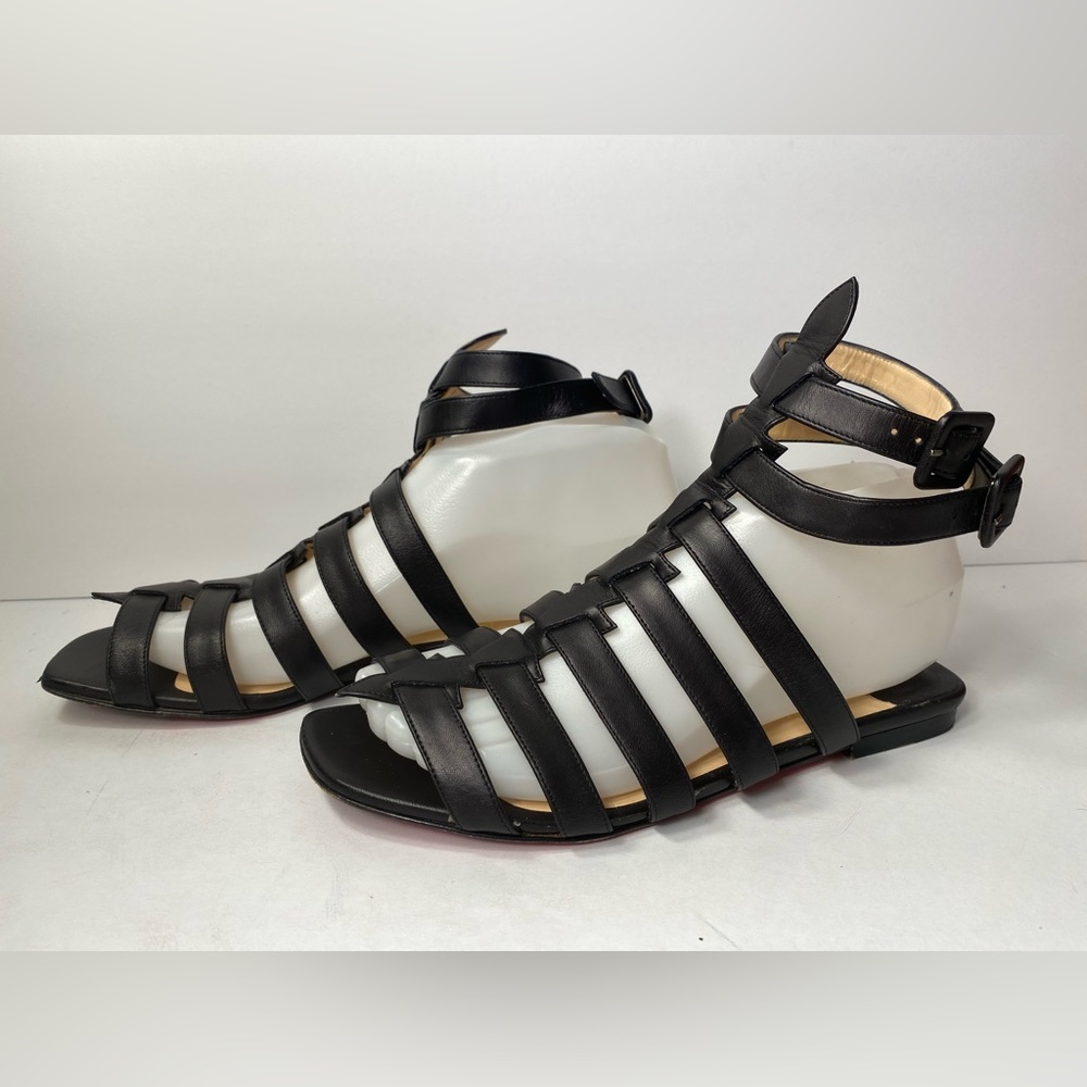 Christian Louboutin flat leather gladiator sandals black 36.5